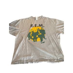 Vintage R.E.M. Band T-Shirt Men's Grey Graphic Rock Concert Tee Size-4X